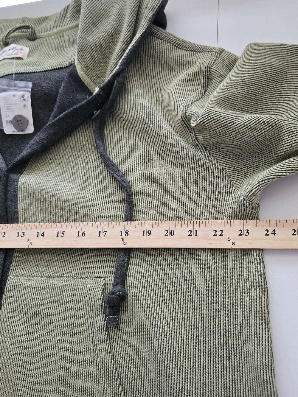 NWT Free People Tomorrows Sweatshirt Cardigan Green Ribbed Longline Jacket XS